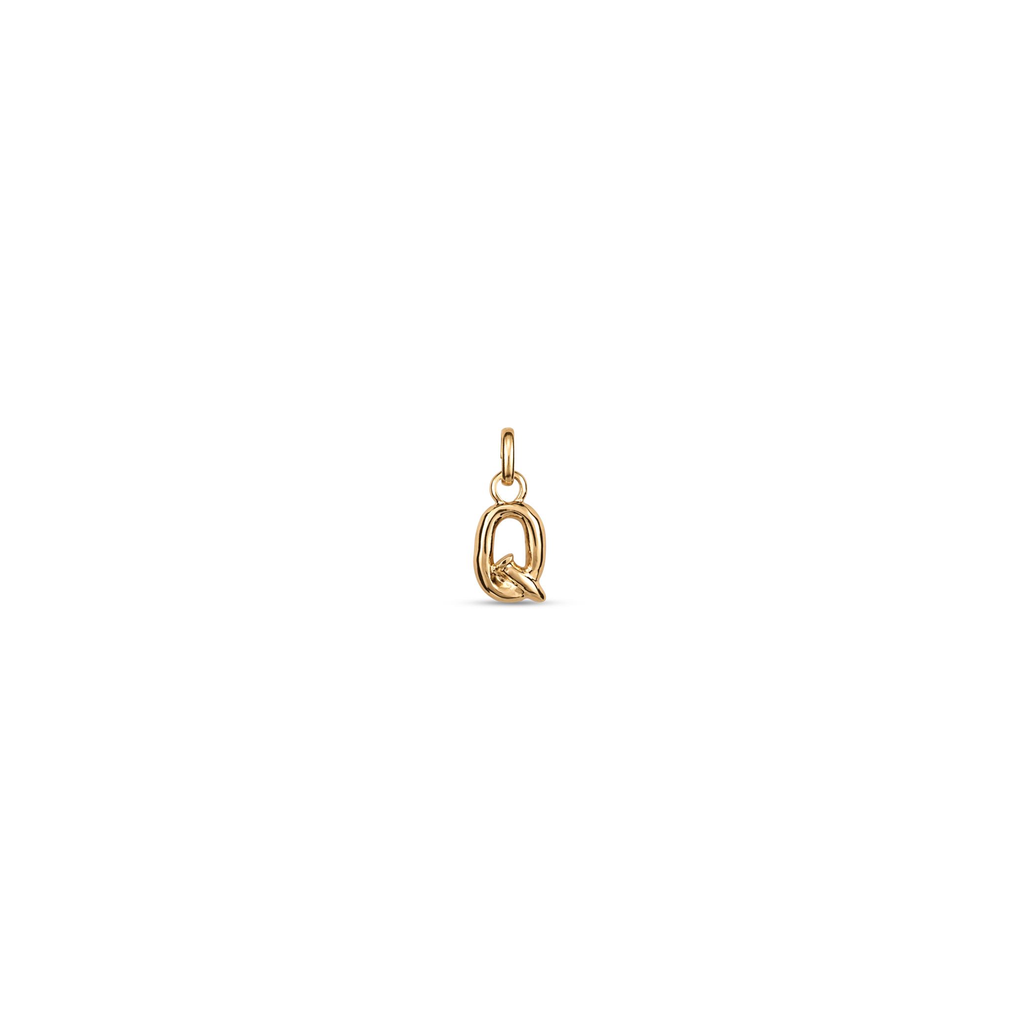 18K gold-plated charm with small letter Q, Golden, large image number null